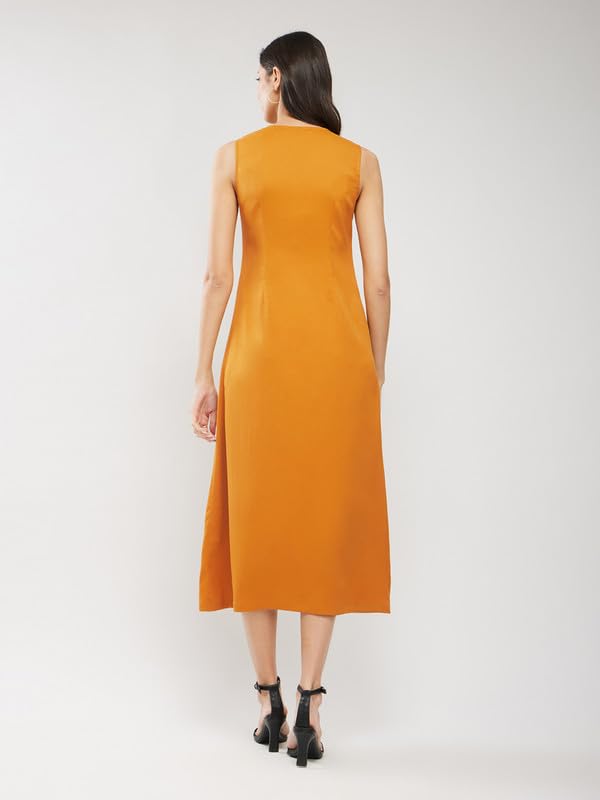 Image of FableStreet Women Casual Midi Cotton Button Down A-Line Dress | Button Down Flowly Dress Perfect for Outings