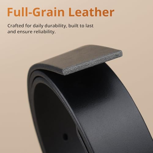 Buffway Men’s Full Grain Leather Belt – Solid One-Piece Leather, 1.5” Wide for Jeans & Business Casual, Gift Box Included4