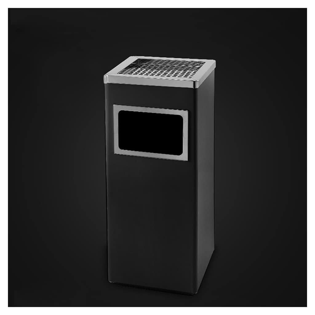 Stainless Steel Square Trash Can with Ashtray, Vertical Ashtray Trash Bin for Hotel & Lobby