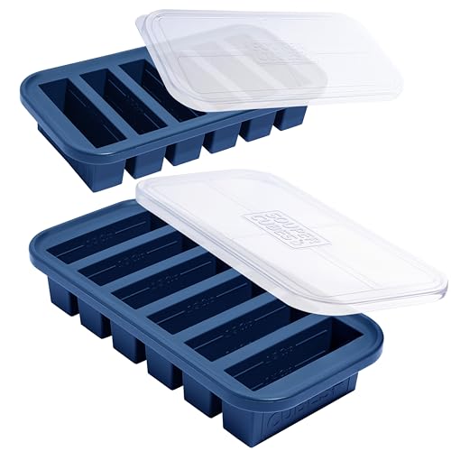 Image of Souper Cubes 1 /2 Cup Silicone Freezer Molds with Lids, Blueberry, 2-Pack | 100% Platinum-Cured Silicone Freezer Cubes, Oven & Microwave Safe, Perfect for Freezing Broth, Sauces, Sides and More