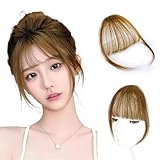 Sheepyo 前髪ウィッグ 100%人毛 ウィッグ 前髪 うぃっぐ 女性用 前髪エクステ ぱっつん バレない 薄型 つけ前髪 自然 つけ毛 着用簡単 レディース 前髪だけ 部分 付け髪 ポイント 付け毛 (ライトブラウン, エア前髪 サイドバーがある)