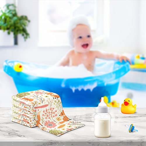 Image of vvfelixl Baby Washcloths Cotton Foxes and Flowers Flesh Colored Baby Muslin Washcloths Soft Baby Face Towel for Newborn Infants Baby Wipes, 11.8 X 11.8 Inch, 3 Pack