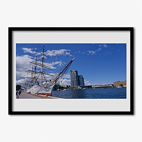 Affiche encadrée 70x50 cm salon cadre en MDF murale pour décoration photo paysage de mer