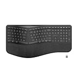 Micropack Split Ergonomic Wireless Keyboard Rechargeable with Wrist Rest, Bluetooth and 2.4G Multi-Device Keyboard,Natural Typing, USB C Keyboard, Quiet Scissor Switch for Mac, Windows Black