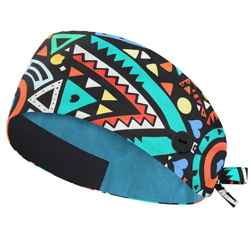 Image of QBA Adjustable Working Cap with Button, Cotton Working Hat Sweatband, Elastic Bandage Tie Back Hats for Women & Men, One Size