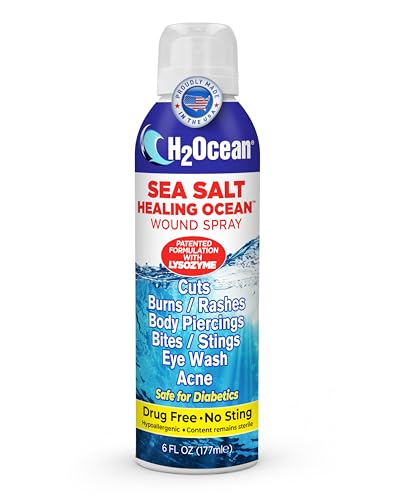 Healing Ocean Sea Salt Wound Spray – Natural Piercing & Wound Wash for Cuts, Burns, Acne & Skin Irritations – Saline Spray with Red Sea Salt & Lysozyme – Gentle & Hypoallergenic, 6oz