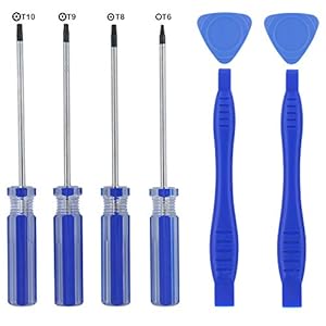 T6 T8 T9 T10 Torx Screwdriver,TR9 Torx Security Screwdriver for PS4, Precision Magnetic Screwdriver Set Repair Tool Kit for Xbox One/Xbox 360 Controller/PS3/PS4,with Safe Pry Tools
