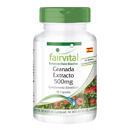 Fairvital | Extracto de Granada 500mg - VEGANO - Dosis elevada - 40% de Ácido elágico - 90 Cápsulas - Calidad Alemana