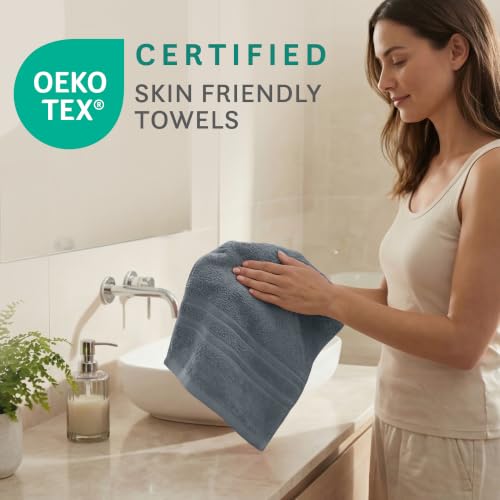 Image of MYTRIDENT Hand Towels, 100% Cotton, Highly Absorbent, Super Soft, 2 Piece Set, 400 GSM, for Gym, Spa, Comfort Living - New Grey