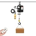 3-in-1 Electric Hoist Portable Winch with 2 Remote Controls 1100lbs Engine Hoist Winch 110V 1500W Drill Powered Winch Deer Hoist for Factories,Warehouses,Garages,Building Sites (Black)