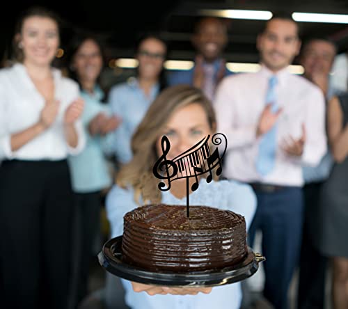 Happy Music Notes Cake Topper,Acrylic Musical Theme Party Supplies Black #TOP3