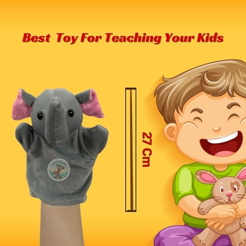 Image of Elephant Hand Puppets for Kids Learning | Soft Plush Hand Puppet Toys for Storytelling, Role Play & Interactive Teaching | Educational Toys for Kids, Toddlers & Preschool Children