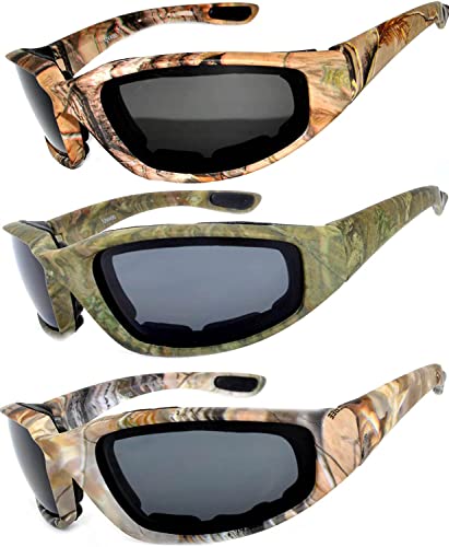 Image of OWL 3 Pack Motorcycle Riding Glasses, Padded Sport Sunglasses, Assorted Colors for Men and Women