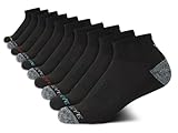 Body Glove Boys Quarter Socks 10 Pack Cushion Athletic Quarter Cut Running Socks for Kids - (Shoe Size: 4-8), Size Large, Black/Grey