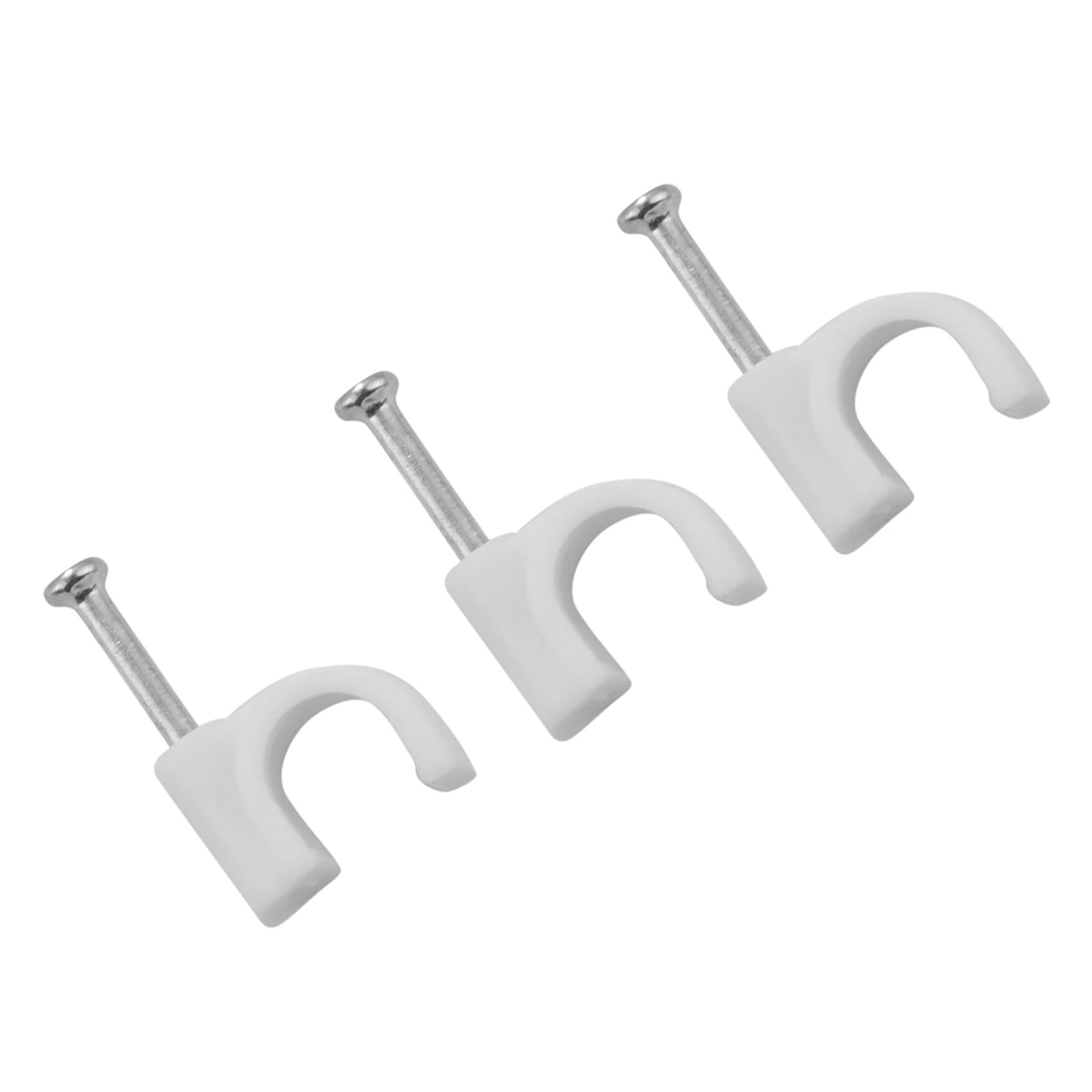 los cables, Grapas for cables con clavos de pared de acero, clip for cables, paquete de 300, 7mm, color blanco y plateado