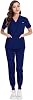 Set de Scrubs Unisex niaahinn con Top y Pantalones, Uniforme Médico con Top V-Neck y Pantalones Multi-Bolsillos 1