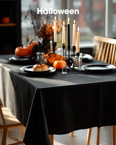 Image of Pureegg Polyester Tablecloth 54 inch x 54 inch Reusable & Washable 1 Pack Black | Durable, SquareTable Cloth , for Outdoor Party, Picnic, Wedding, Banquet, Birthday