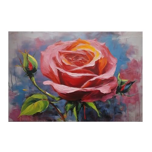 Poster Amoureux d'une rose image peinte sans cadre 50x50 cm pour decoration murale