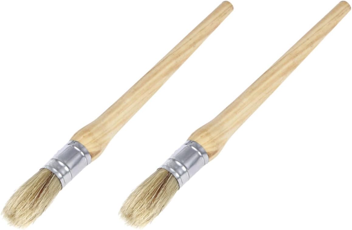 Uonlytech 2pcs Ergonomic Handle Round Head Paint Brush Professional Oil Painting Brush Varnish Watercolor