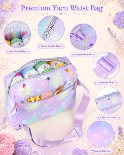 Image of Aeelike Crochet Kit for Beginners Adult, Complete Knitting Yarn Kit, Purple | 87 PCS Crochet Kits for Beginners All-inclusive Crochet Set with Yarns Hooks Step-By-Step Instruction Storage Bag, Ideal Gift