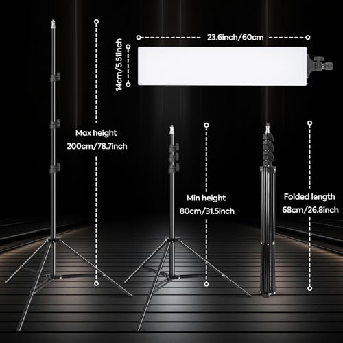 SEDGEWIN 2 Pack LED Videolicht 23.6', Dimmbare 2500-7500K Vollbild Streaming licht Studiolicht 36W Fotolicht Videoleuchte mit Fernbedienung 2M Stativ für Fotografie/Videokonferenz Beleuchtung/YouTube