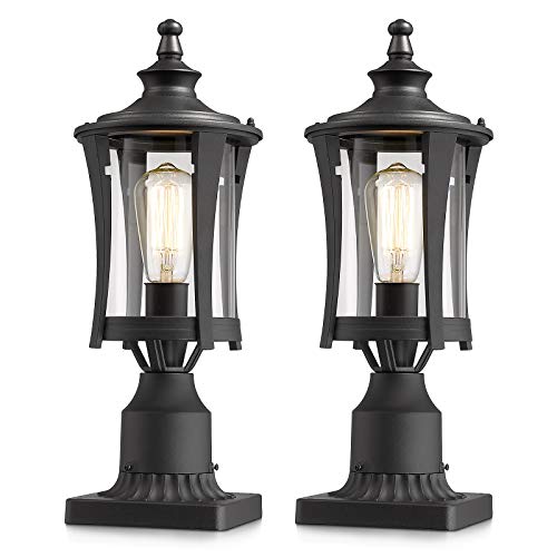 Eapudun Outdoor Post Lanterns Set of 2 Exterior Post Light Fixture with 3-Inch Pier Mount Base, Matte Black Cast Aluminum Finish with Clear Glass, WLA1321-MBK Eapudun Outdoor Post Lanterns Set of 2 Exterior Post Light Fixture with 3-Inch Pier Mount Base, Matte Black Cast Aluminum Finish with Clear Glass, WLA1321-MBK