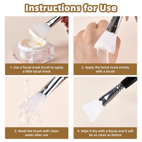 Image of LORMAY 4 Pcs Silicone Face Mask Brush for Facial Mud Clay Jelly Mask | Easy to clean, soft reusable silicone applicator, fits all skin types for various facial skincare masks