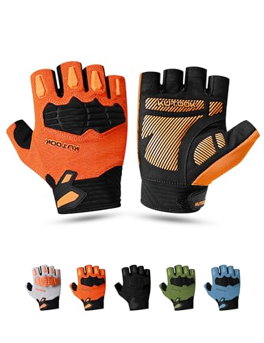 KUTOOK Gants de Cyclisme pour Hommes VTT Gants Cyclisme à Demi-Doigts pour Vélo de Montagne avec Protection du Poignet Gants de Cyclisme d'été Contre Les Chocs...