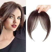 XFSRG Fringe Pony Haarteil Clip in 3D French Fake Synthetischer Bangs Nahtlos Unsichtbar Clip One Piece Ponys für Frauen(Dunkelbraun)