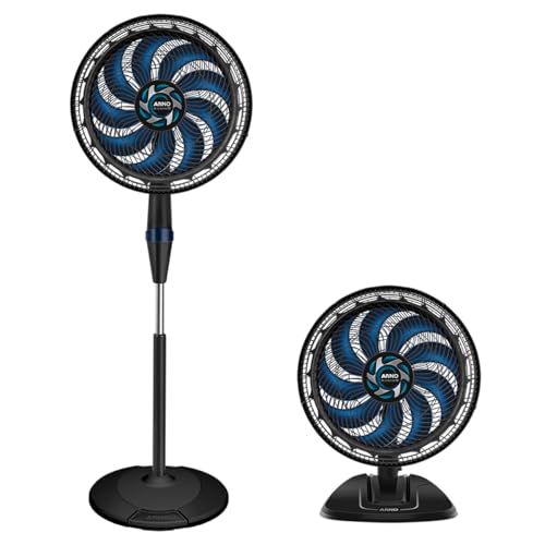 Ventilador de Coluna Arno X-TREME 9 40cm 2 em 1 VE9M, 160W. Coluna ou Mesa, 9 Pás, 3 Velocidades, Oscilação 80º, Altura Ajustável de até 1,5m, Modo Sono Tranquilo, 110V