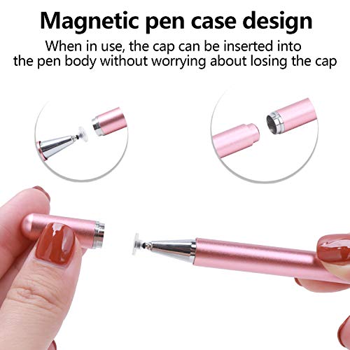 Capacitive Stylus Pen, High Sensitivity Pencil Magnetism Cover Cap for iPad Pro/iPad Mini/iPad Air/iPhone Series All Capacitive Touch Screens (Rose)