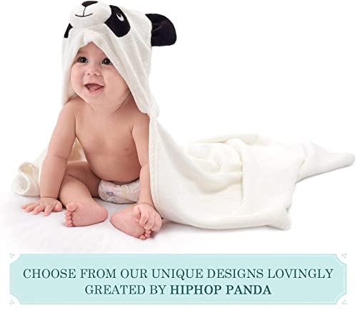 Image of HIPHOP PANDA Ultra Soft Hooded Baby Towel - 2-Layer Thick 500GSM Absorbent | Rayon Made from Bamboo, Hooded Bath Towel for Newborn, Infant, Toddler, Baby Registry - Panda, 30x40 In