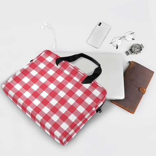 Bolso para laptop 15.6 pulg con correa y asa rojo cuadros miniatura 7