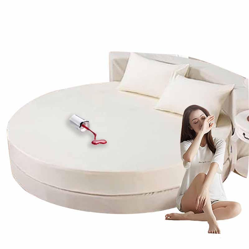 Funda Impermeable Colchon Funda De Cama Redonda Protector Colchon Suave Color Sólido Sábana De Cama Transpirable Sábanas Bajeras Colchón Cómoda para Cama Redonda(B,Diameter220cm)