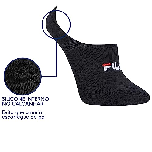 Kit 06 Pares Meia Sapatilha Invisível Borda de Silicone Interna Faixa Tensora Sola Atoalhada Adulto