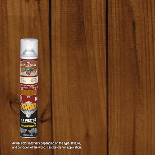 Image of Ready Seal Exterior Wood Stain | Turbo Spray System | Professional Grade Oil-Based Stain and Sealer in One | Ideal for Decks, Fences, Pergolas, Wood Siding & More | 24 Ounce | Pecan