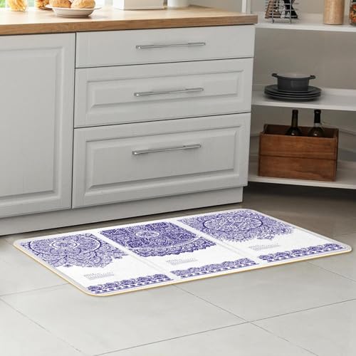 Tapete de cocina de 2 piezas azul antideslizante lavable absorbente VAPOKF 7