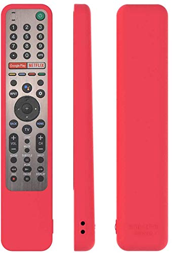 Image of Oboe Sikai Silicone Case for Sony Smart Tv Voice Remote RMF-TX600U RMF-TX500E Shockproof Protective Remote Cover Skin-Friendly Anti-Dirt Anti-Slip Anti-Lost with Remote Loop (Red)
