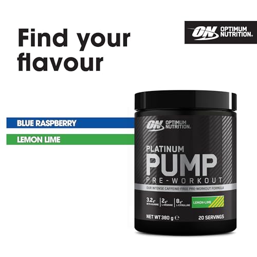 Optimum Nutrition ON Platinum Pump Pre-Workout, Intense Caffeine-Free Pre-Workout Food Supplement with Fruitflow, Beta-Alanine, L-Arginine, L-Citrulline, Lemon Lime Flavour, 20 Servings, 380 g - Image 6