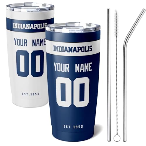 Image of ANTKING Indianapolis Tumbler 20 oz Travel Coffee Cup Custom Name Number for Men Women Boy Gifts