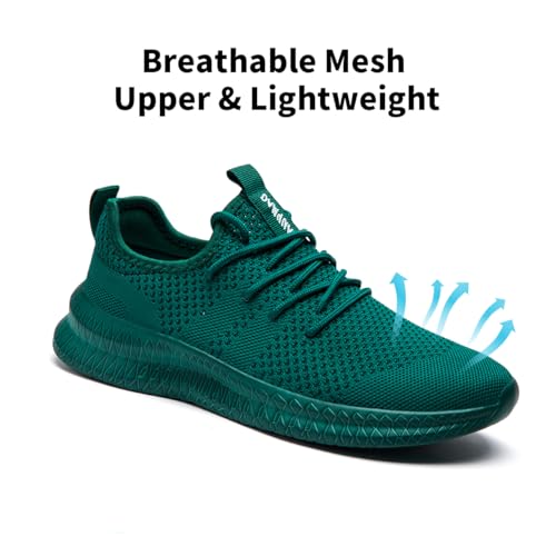 Image of Men's Shoes Running Walking Sneakers Casual Tennis Slip on Shoes Lightweight Breathable Fashion Comfortable Workout Athletic for Shoes Gym Sport Dark Green Size US 8.5