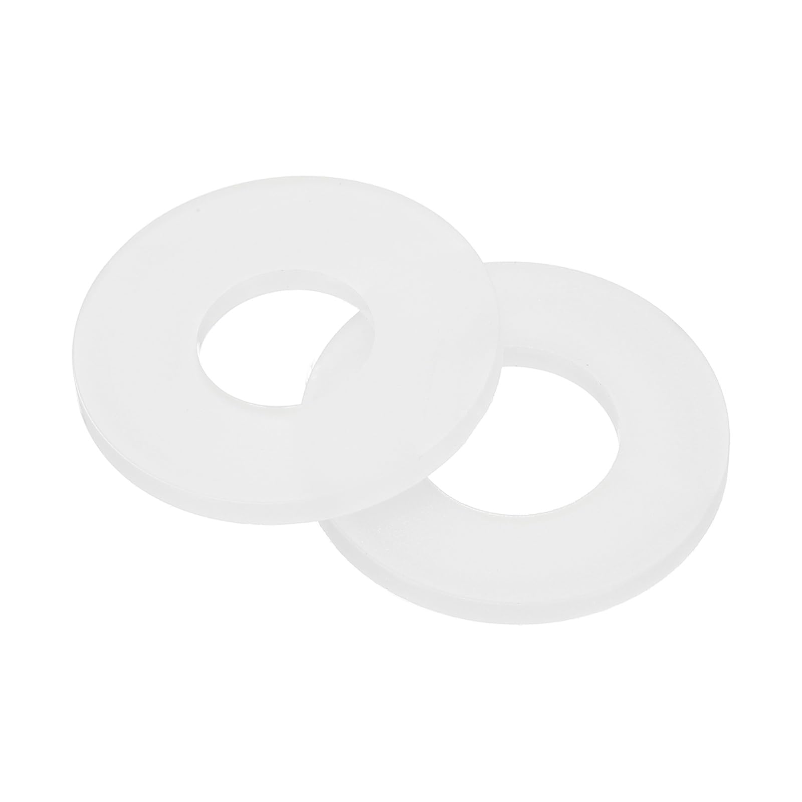 sourcing map Nylon Flat Washers, M10 x 10mm ID x 25mm OD Round Flat Plain Washer Plastic Gasket Fastener for Household Faucet Pipe Water Hose, White, Pack of 50