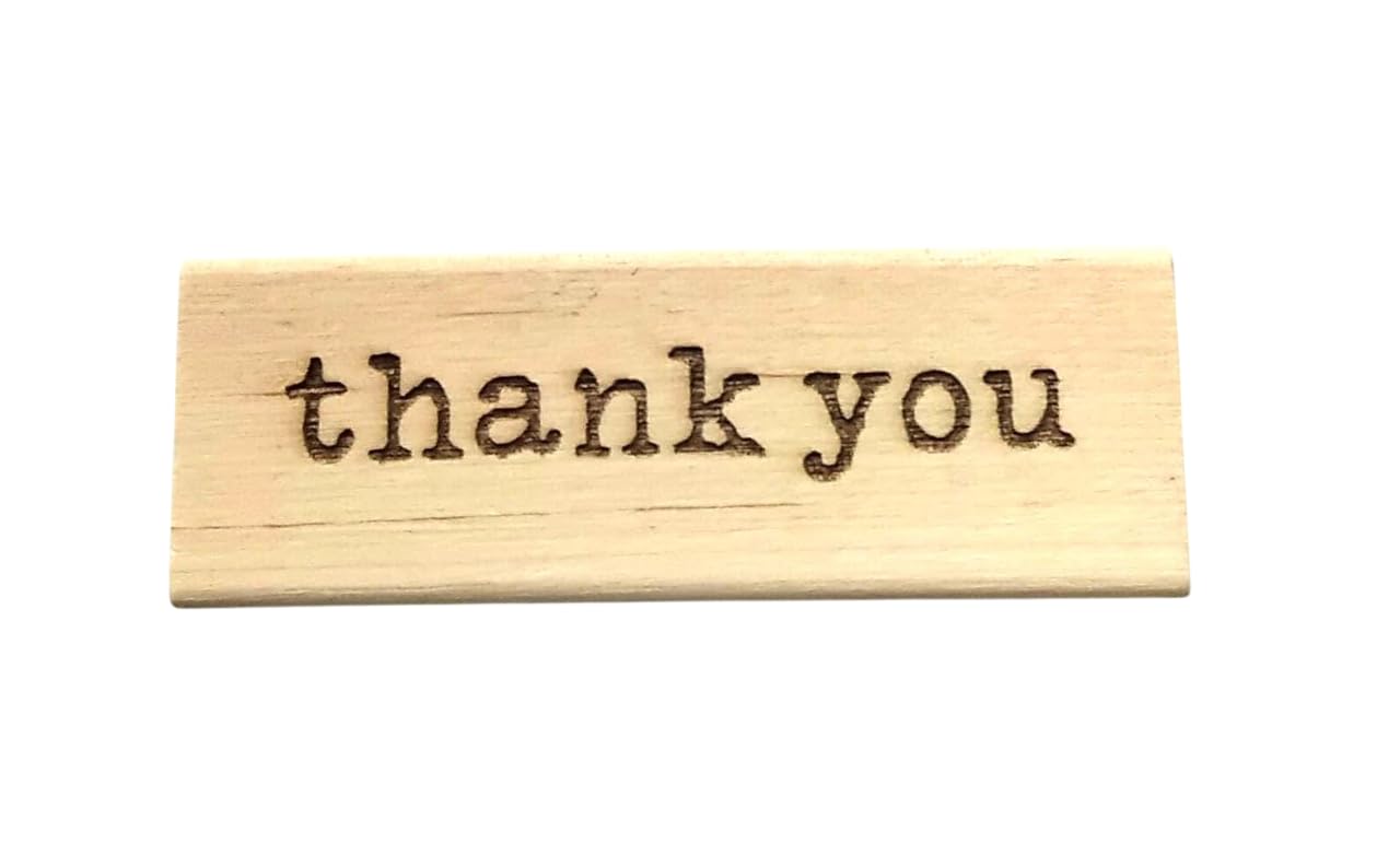 Thank You Vintage Font - 7cm Sentiments Wood Mounted Rubber Stamp