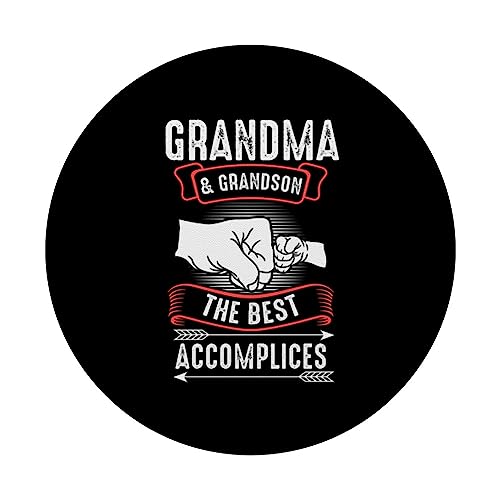 grandma & grandson the best accomplices grandma PopSockets Swappable PopGrip, Black - Image 3