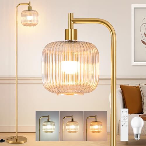 Lampadaire moderne pour salon style vintage en verre ambré de 160 cm de hauteur