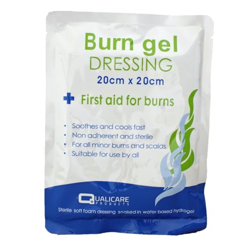 Apósito de gel para quemaduras de primeros auxilios, 20 cm x 20 cm, tamaño grande, cuidado de quemaduras de emergencia para regaños y quemaduras