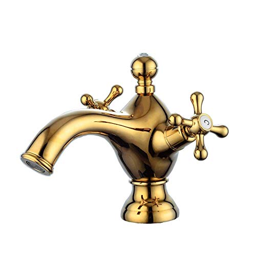 Robinet de lavabo rétro en cuivre plaqué or chic et durable pour salle de bain