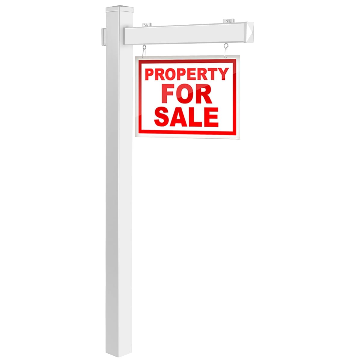 COSTWAY Schilder Pfosten 180 cm, Immobilien-Posterstand, UPVC, Stahlpfahl, für 15 x 60 cm Reiter (Weiß)