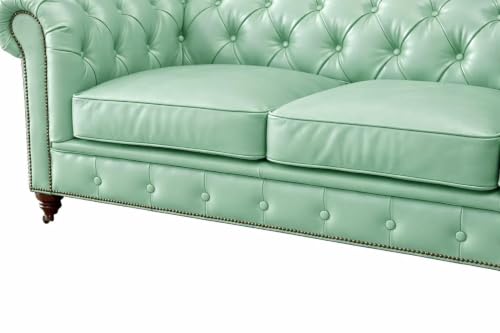 Image of A to Z Furniture Classic 3+2=5 Seater Sofa Set Luxury Chesterfield Leatherette Sofa in for Home Living Room & Office (3+2=5 Seater Sofa Mint Green)