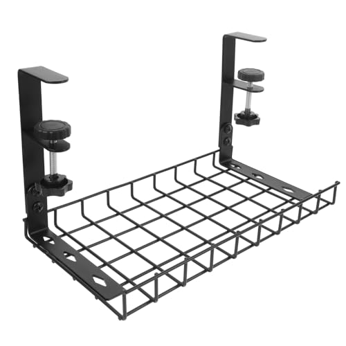 ledmomo デスク下ケーブルオーガナイザー クリップ式 配線収納バスケット 大容量多機能コード管理ラック ゲーミング対応 オフィス用理線架